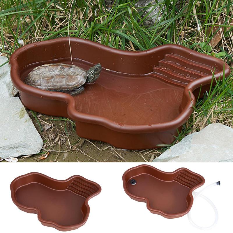 Water Dish Reptile - เต่าให้อาหารจานสัตว์เลื้อยคลานชุดว่ายน้ําสระว่ายน้ํา Ramp และ Basking Terrace Aquarium
